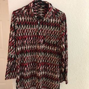 Black and white office shirt.